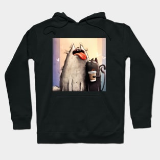 Cat and Dog Friends Get Amped Up on Coffee Hoodie